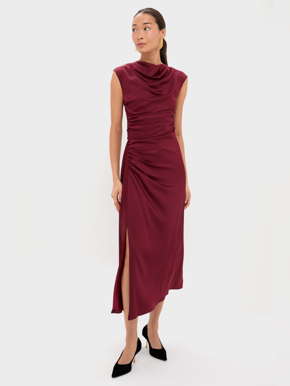NWT Tuckernuck Simkhai Oxblood Burke Draped Midi Dress Size 2